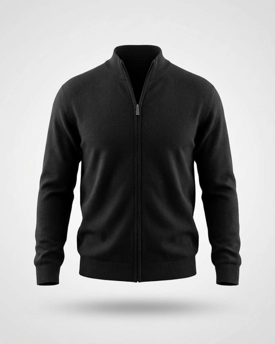 Slika Pamucni dzemper - ZIP - CRNI