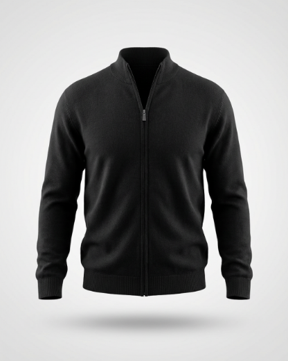 Slika Pamucni dzemper - ZIP - CRNI