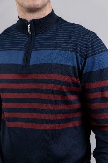 Slika Pamucni dzemper - Navy Bordeaux ZIP