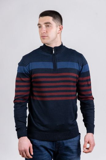 Slika Pamucni dzemper - Navy Bordeaux ZIP