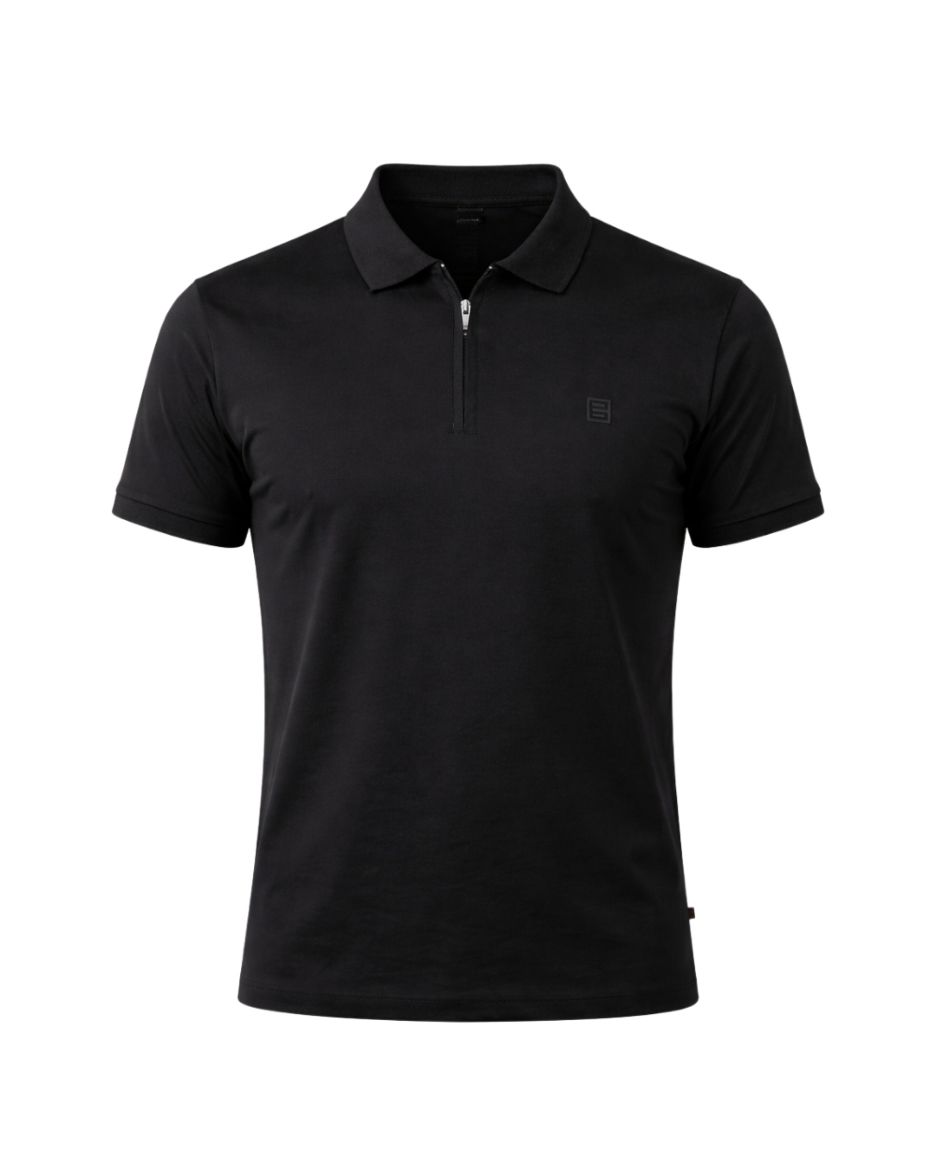 Slika Majica ZIP sa kragnom - BLACK